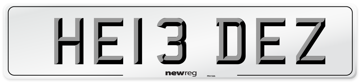 HE13 DEZ Number Plate from New Reg